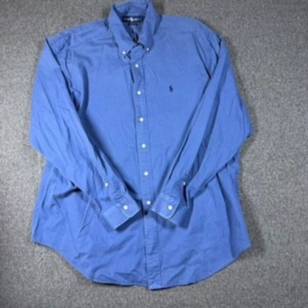 Ralph Lauren Blaire Mens XL Blue Cotton Twill Button Down Long Sleeve Shirt